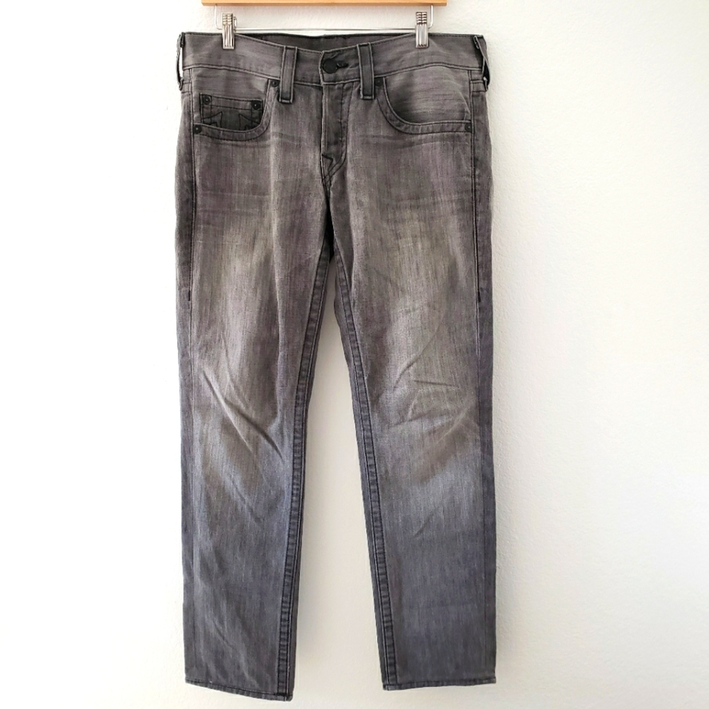 True Religion Mens Geno Grey Denim Jeans Size 32